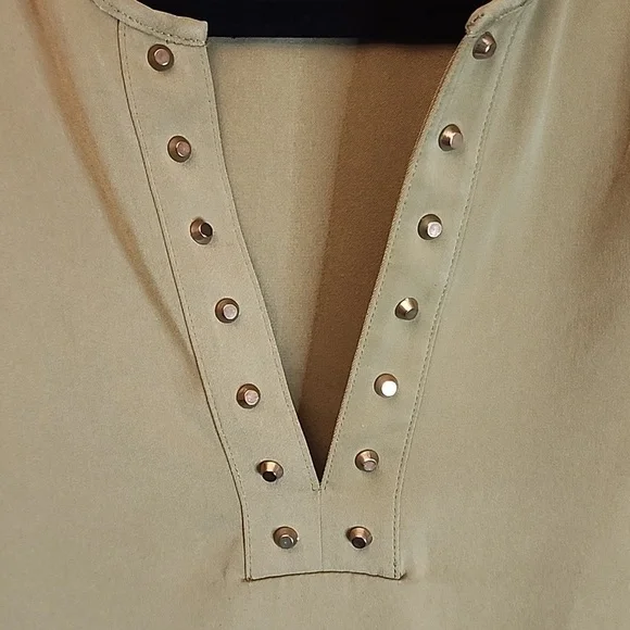 michael kors short sleeve blouse green blouse  Lg - Picture 3 of 7